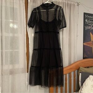 H&M Black Tiered Ruffled Cocktail Dress